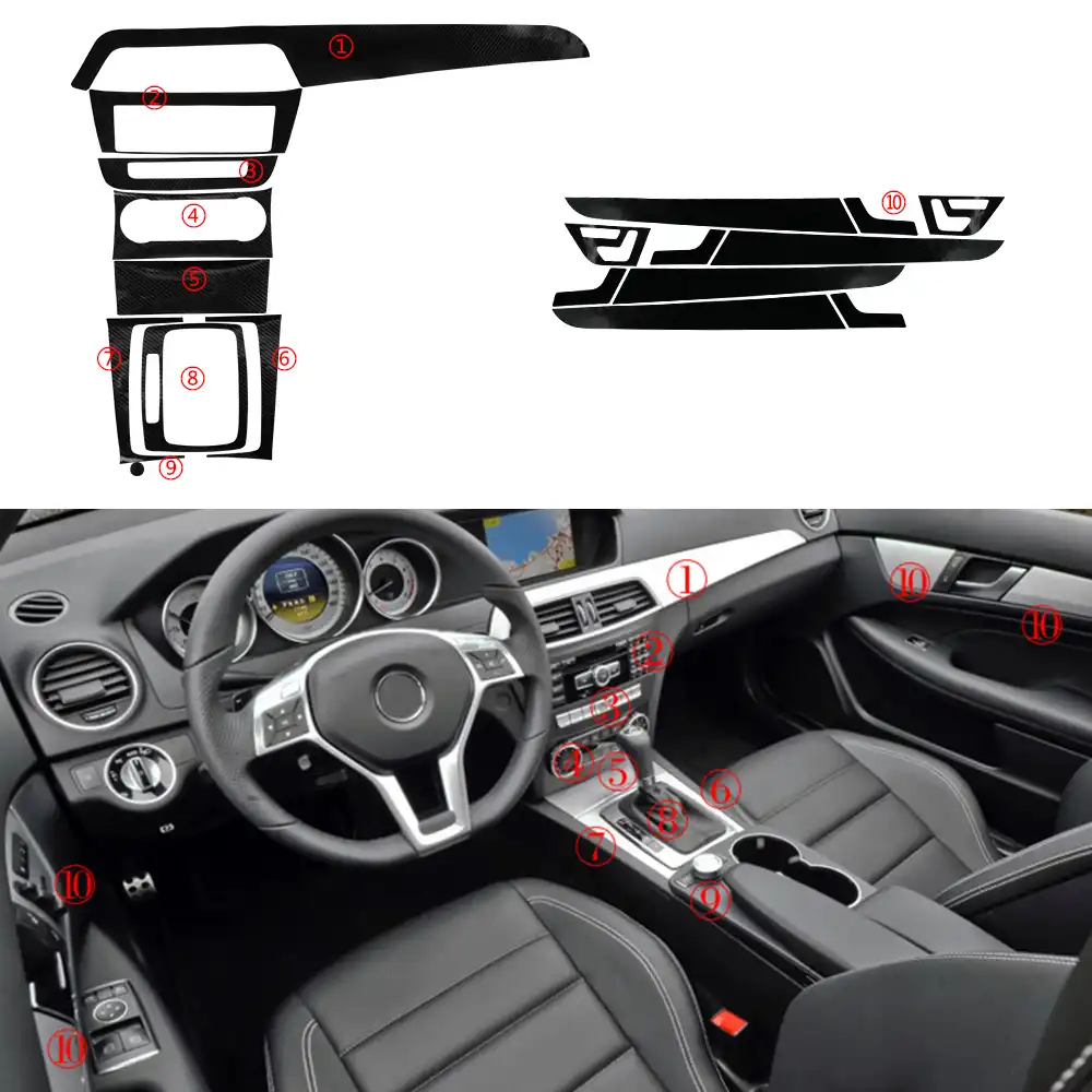 1 Set 5d Interior Glossy Carbon Fiber Wrap Trim Vinyl For