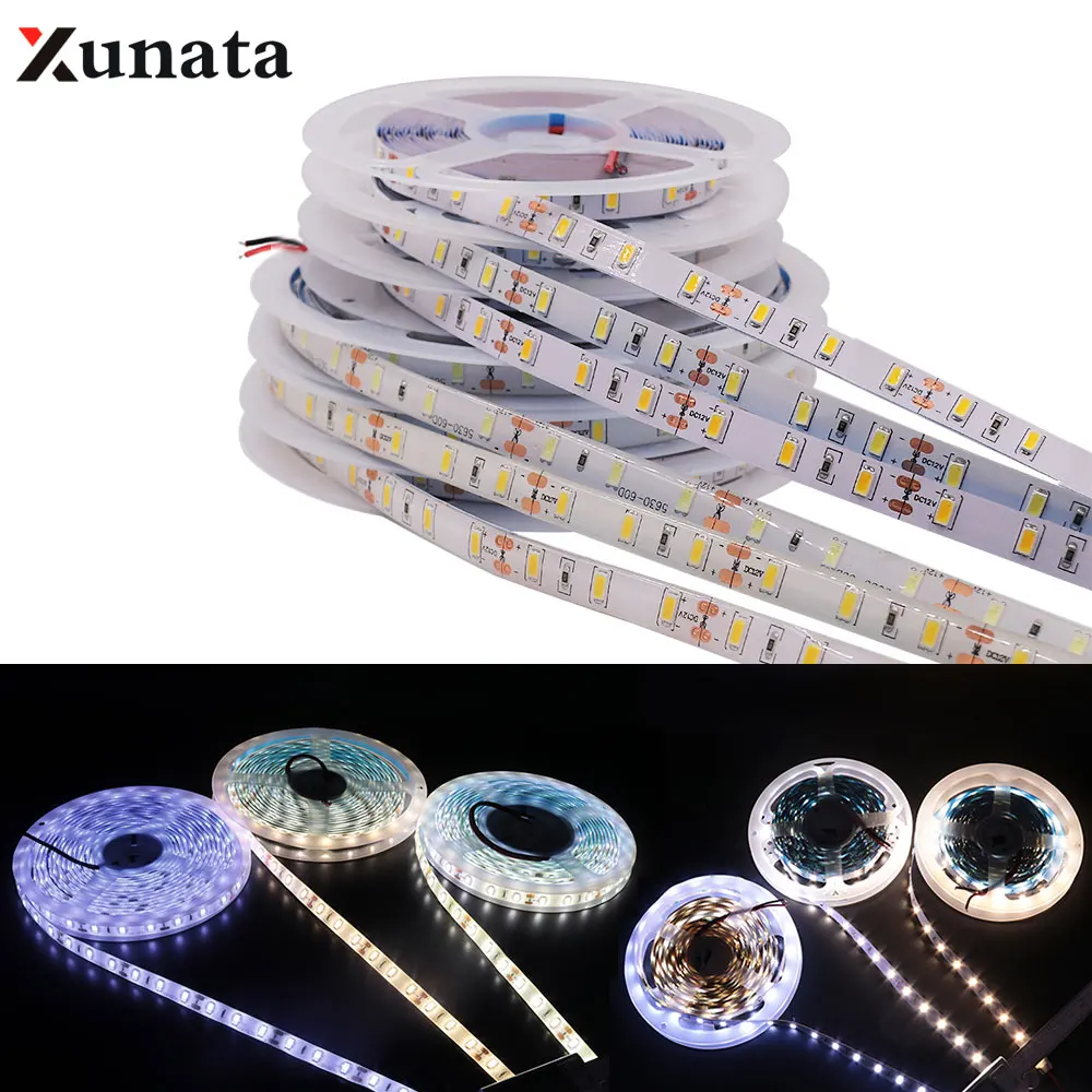 

Super Bright SMD 5630 Led strip 600 Led Rope Light Cold/Neutral Warm/White Non Waterproof SMD 5730 Comercial Ribbon Light 5M 12V