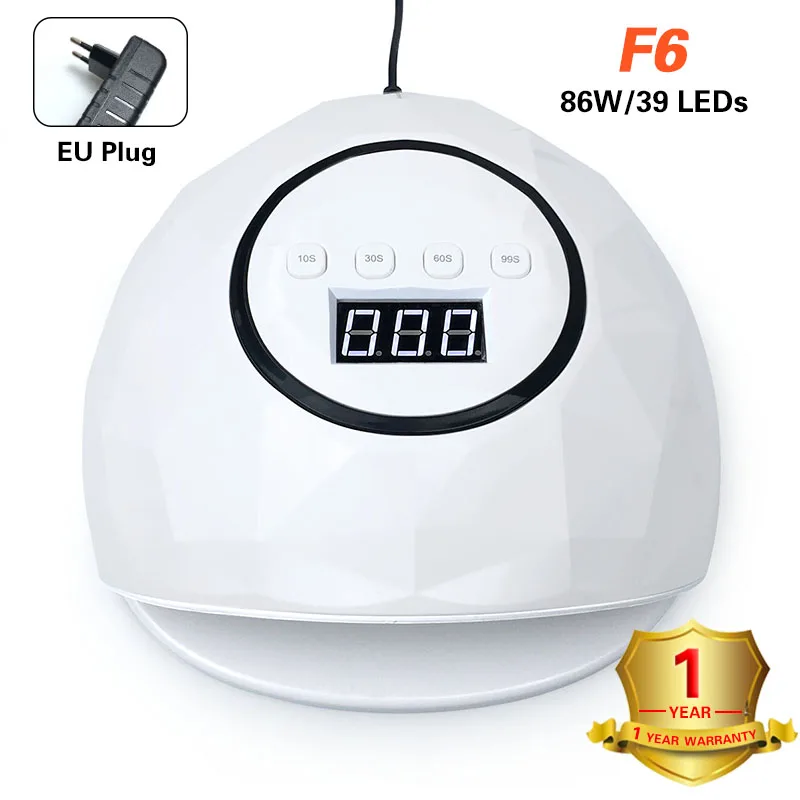 УФ светодиодный светильник для Сушилка для ногтей солнцезащитный свет лампа для маникюра 86W \ 72 W жидкокристаллический смарт-дисплей для всех гель лак для ногтей инструмент для дизайна ногтей - Цвет: F6 White (EU Plug)
