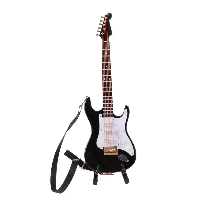 1/6 Scale Wooden Electric Guitar Musical Instrument Model Replica with