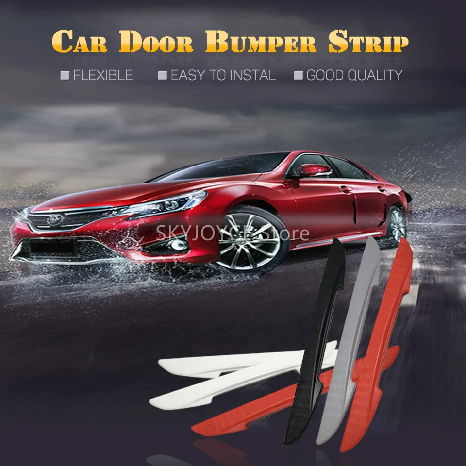 4PCS Flexible Car door bumper protector Guard Black White Gray Red sticker on car door edge protection DIY Car Styling Accessory (33)