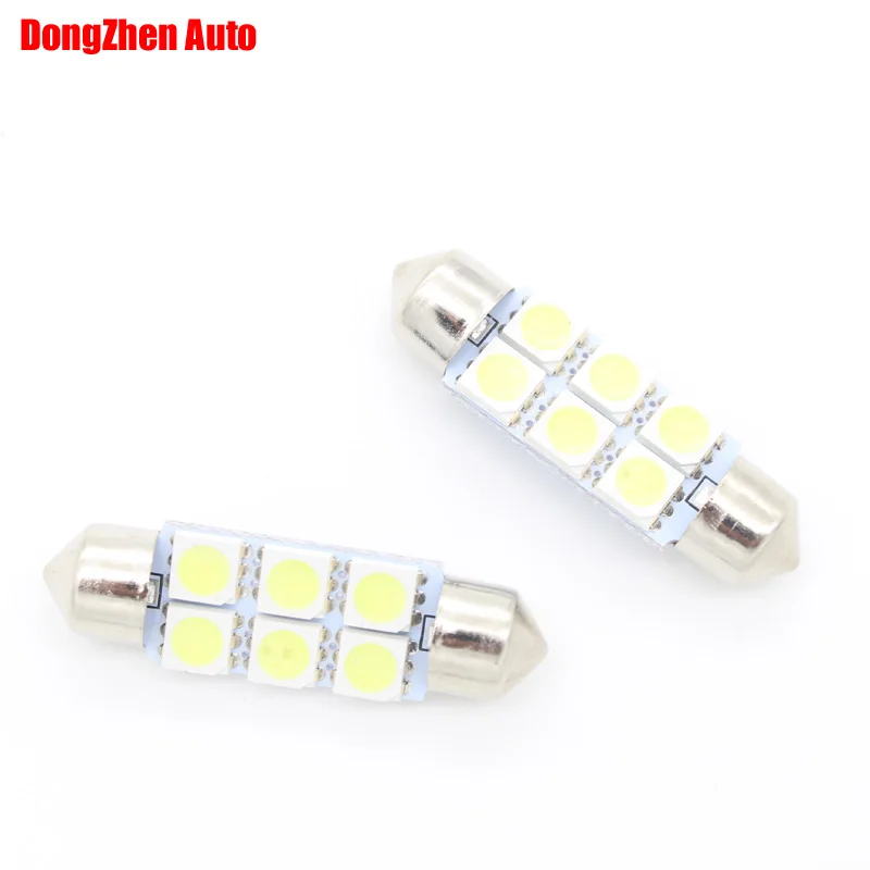 Dongzhen 50 шт. 24 В 6SMD Белый светодиодный 41 39 36 31 мм Автомобильный Купол гирлянда Интерьер лампочки авто автомобиль гирлянда номерной знак куполообразная крыша