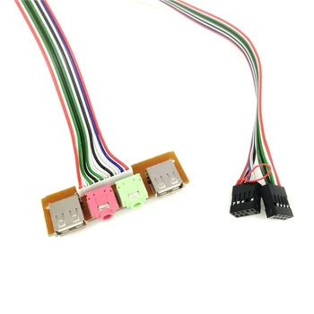 

USB Audio Input And Output Panel Accessories 2 USB PC Shell 6.8cm Front Panel USB Audio Port Microphone Headphone Cable JQ0326