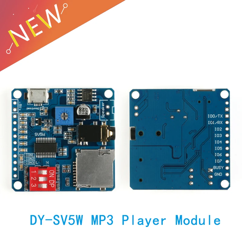 

Mini DY-SV5W MP3 Player Module Trigger / Serial Port Control Audio Voice Playing Board SD/TF Card For Arduino