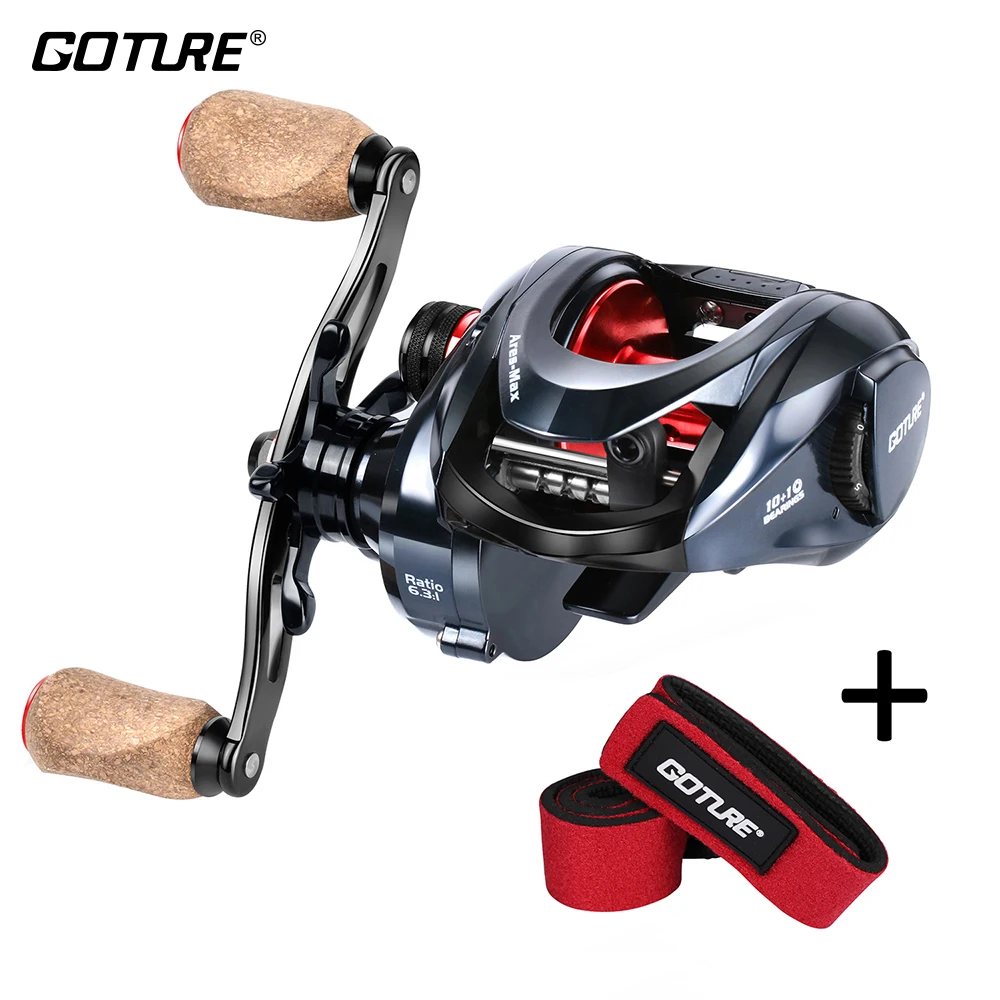 Goture آريس ماكس قوة السحب 10 كجم/22lbs بكرة رمي الطعم اليسار/اليمين مقبض خشبي نظام السحب المغناطيسي المياه المالحة بكرات الصيد