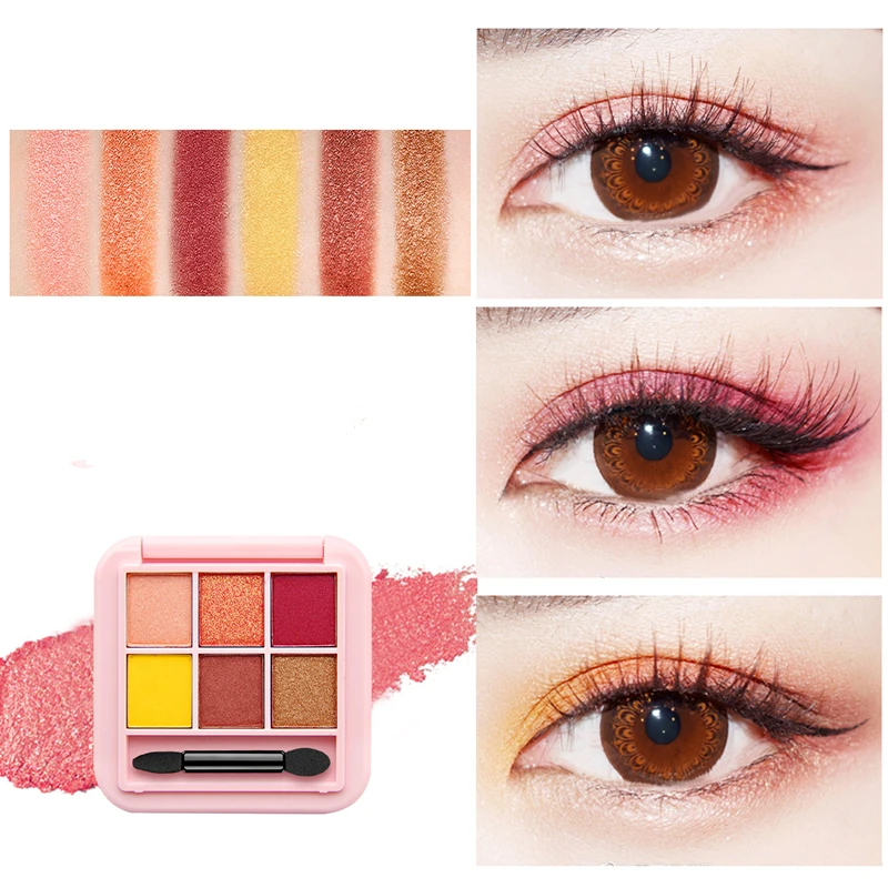 6 Colors Glitter Eyeshadow Pallete Makeup Lasting Waterproof Shimmer Matte Eye Shadow Cosmetic Metallic Eyes Make Up Palette |