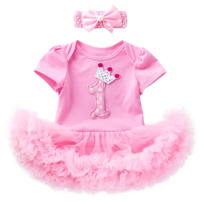 

Newborn Infant Lovely Birthday Baptsism Clothes Sets 2Pcs Summer Infant Baby Girls 0-24M Clothing Set Short Sleeve Kids Outfits