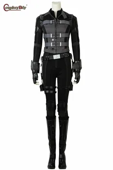 

Cosplaydiy Avengers Civil War Black Widow Natasha Romanoff Costume Avengers Adult Women Cosplay Halloween Black Suit Outfit