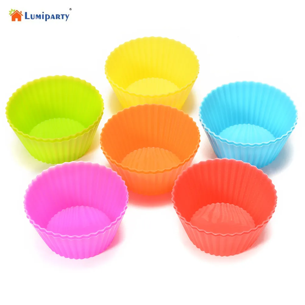 LumiParty 12 Packed Reusable Thicken Silicone Not stick Cupcake Baking
