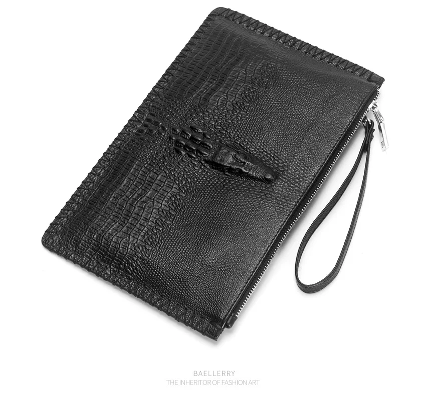 

Baellerry Zipper Men Wallets with Phone Bag Vintage Genuine Leather Clutch Bag Long Purses Large Capacity Men's Wallets