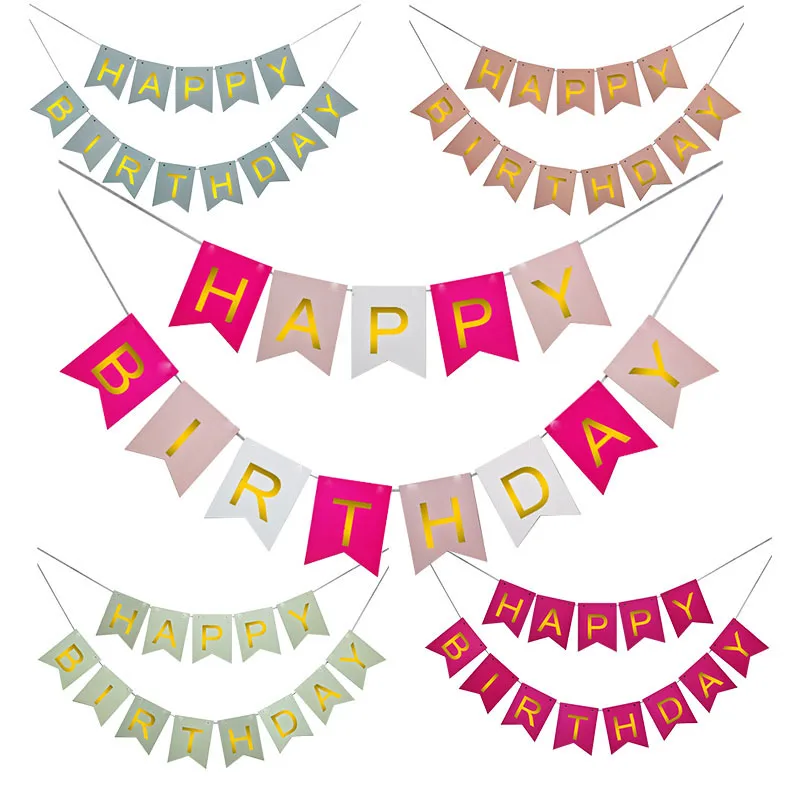 Декоративный баннер с надписью Happy Birthday|Флажки вымпелы и конфетти| |