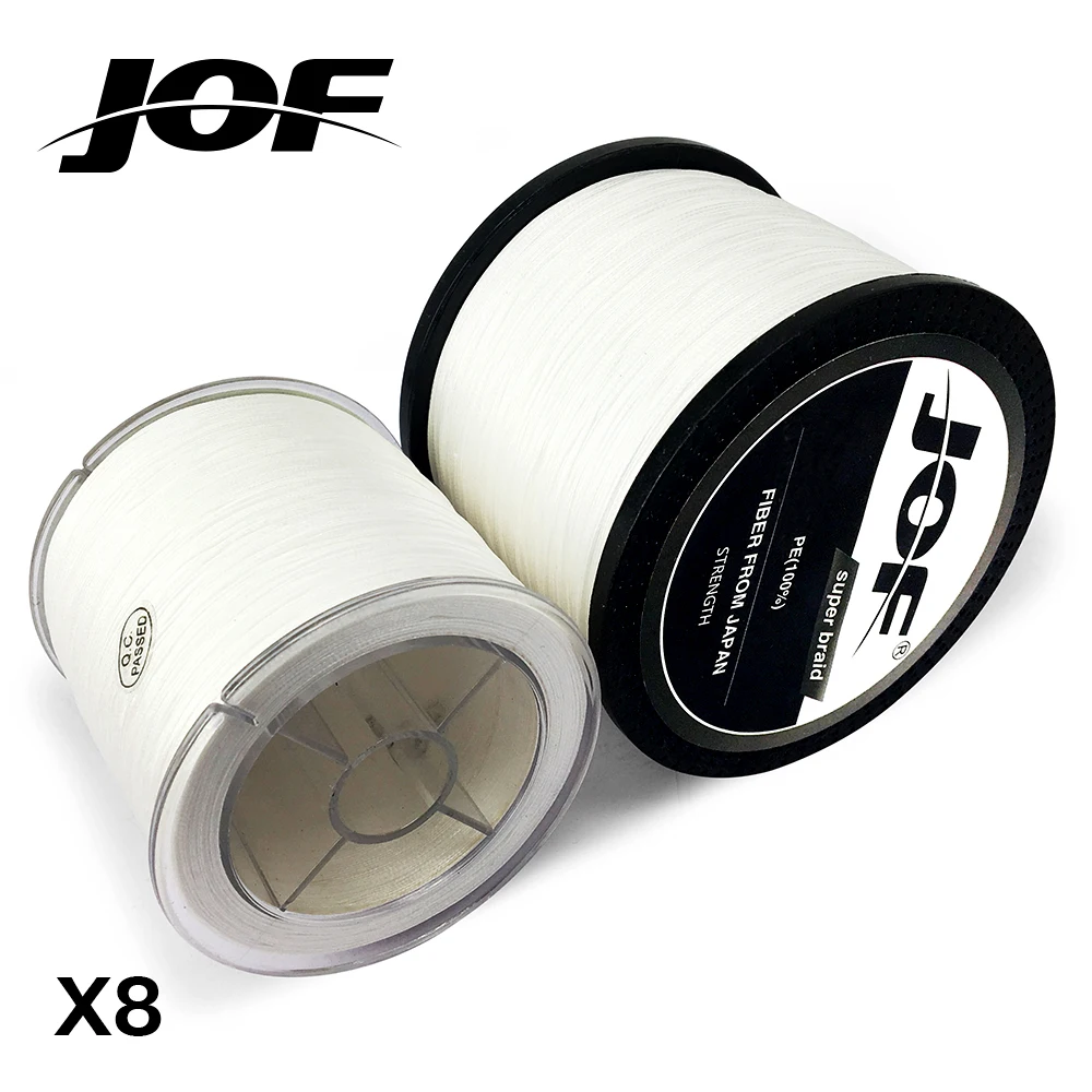 JOF рыболовная леска 100 м 150 300 500 1000 12lb 78lb PE Белый Плетеный 8 нитей океанская пляжная