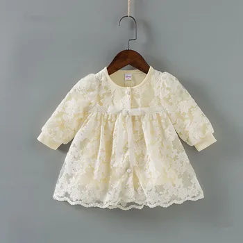 

girls wedding dress Toddler Infant Baby Girls Lace Lantern Sleeve Princess Formal Christening Dress Outfits baby clothes 0-2Y