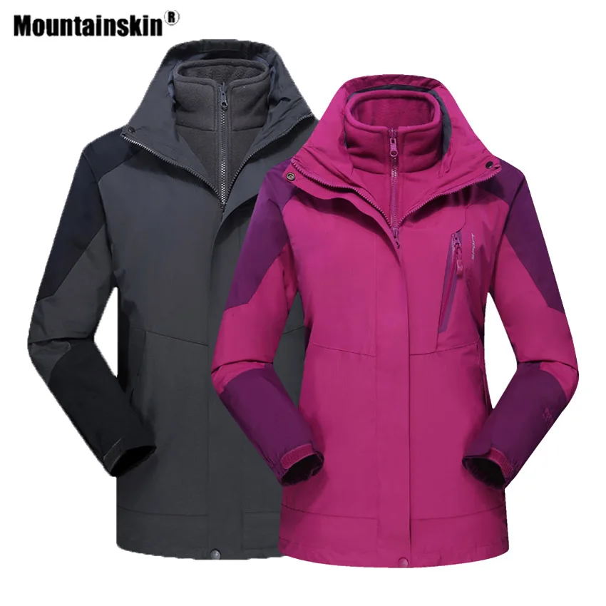 Mountainskin Мужская и женская зимняя куртка для пешего туризма из 2 предметов уличная
