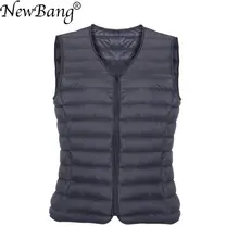 NewBang брендовый мужской пуховый жилет, ультра-светильник, пуховый жилет, переносное пальто без рукавов с v-образным вырезом, мужское зимнее пальто без воротника, теплая подкладка