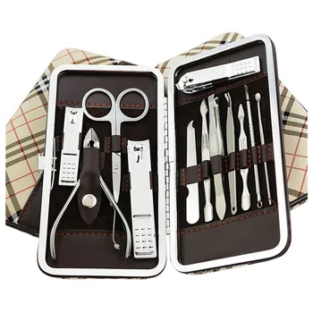 

12 Pcs/Set Professional Nail Clippers Cuticle Nipper Pedicure Manicure Cleaner Nail Cutter Kit Case Tool Home Essential