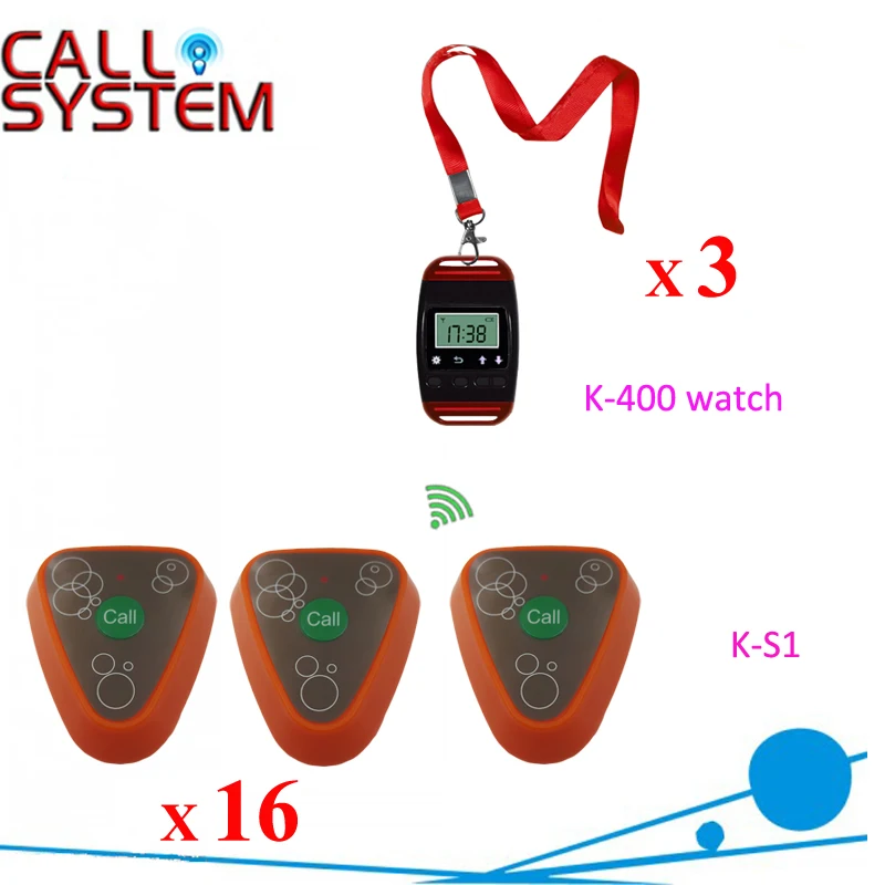 K-400+S1 3+16 Wireless Restaurant Buzzer System