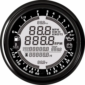 

New 6 in 1 Multi-functional Gauge Meter GPS Speedometer Tachometer Hour Water Temp Fuel Level Oil Pressure Voltmeter 12V 24V
