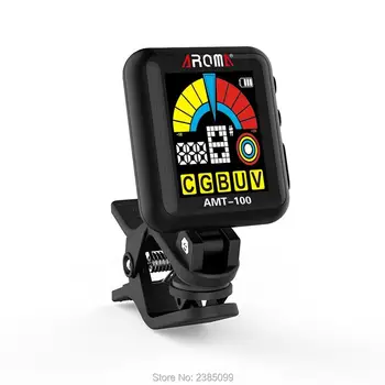 

AMT-100 Rechargable Clip on Tuner & Metro. 2 in 1 Color Screen for Guitar Bass Uku. Violin Chromatic 360 Rotatable w/USB Cable