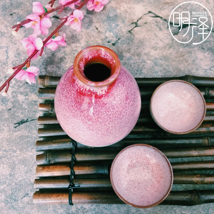 

Japanese ceramic jar wine bottle cherry sake bottles cup set wine distributor barware utensils Chinese wihte wine drinkware