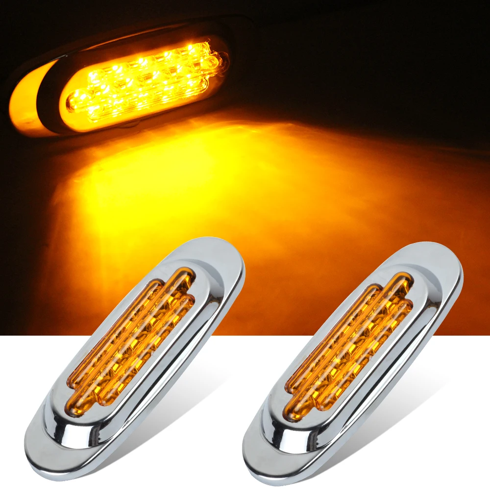 

1 Pair 16 LEDs Car Side Marker Lights Clearance Lamp for 12V 24V Automobiles Truck Trailer Red Yellow White