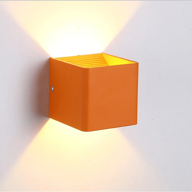 85-240 В точечный настенный светильник для гостиной, коридора, спальни, кровати, современный внешний светодиодный светильник из алюминиевого сплава, 5 Вт, настенный светильник - Цвет абажура: Оранжевый