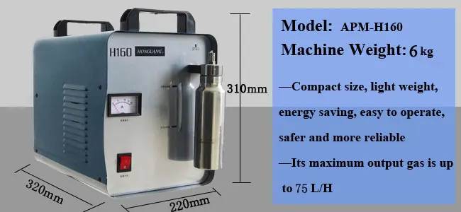 Portable Oxygen Hydrogen Water Welder Flame Polisher Polishing Machine 75L