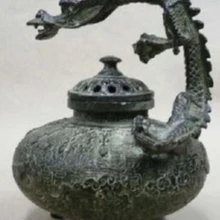 Редкий старинный култур бронзовый дракон курильница