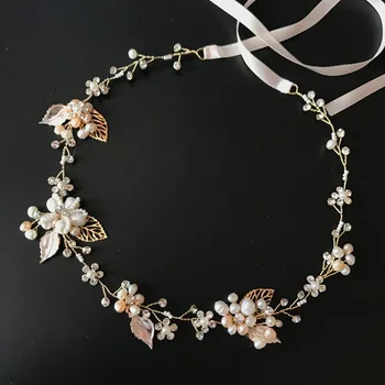 

Freshwater Pearls Bridal Hair Vine Crown Elegant Handmade Headband Bridal Tiara Wedding Hair Accessories 2017 Wholesale