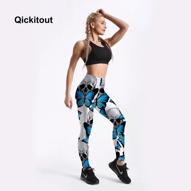 Leggings de Qickitout Fitness el 2017 de las mujeres polainas azul coqueta mariposa cráneo Stretch Impresión Digital lápiz Pantalones Leggings de Qickitout Fitness el 2017 de las mujeres polainas azul coqueta mariposa cráneo Stretch Impresión Digital lápiz Pantalones