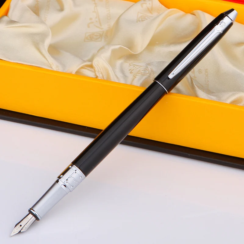 Picasso-Pimio-605-Luxury-Black-and-Silver-Clip-0-5mm-Iridium-Nib-Metal-Fountain-Pen-with(1)