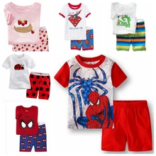 Новинка года; комплект детской одежды с шортами для мальчиков и девочек; детский пижамный комплект с шортами детские пижамы с героями мультфильмов одежда для сна для малышей; Размеры 2 T-7 t