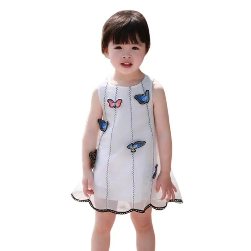 

Kids Clothes Girls Butterfly Princess Dress Appliques Sleeveless Tulle Tutu Dress for Party Wedding Vestidos Meninas *7811