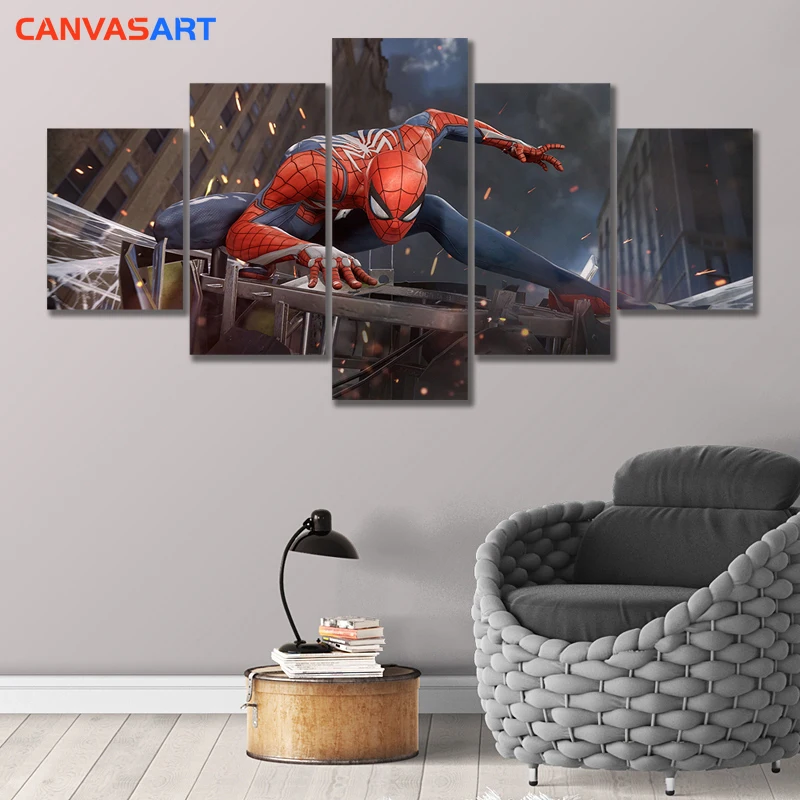 Canvas Art 5 Piece HD Pictures The Amazing Spider-Man for Wall Decor Painting Poster | Дом и сад