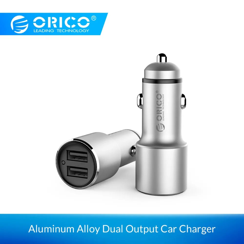 

ORICO Portable Car Charger Aluminum Alloy Dual Output Car Charger Adapter for Samsung Xiaomi Huawei