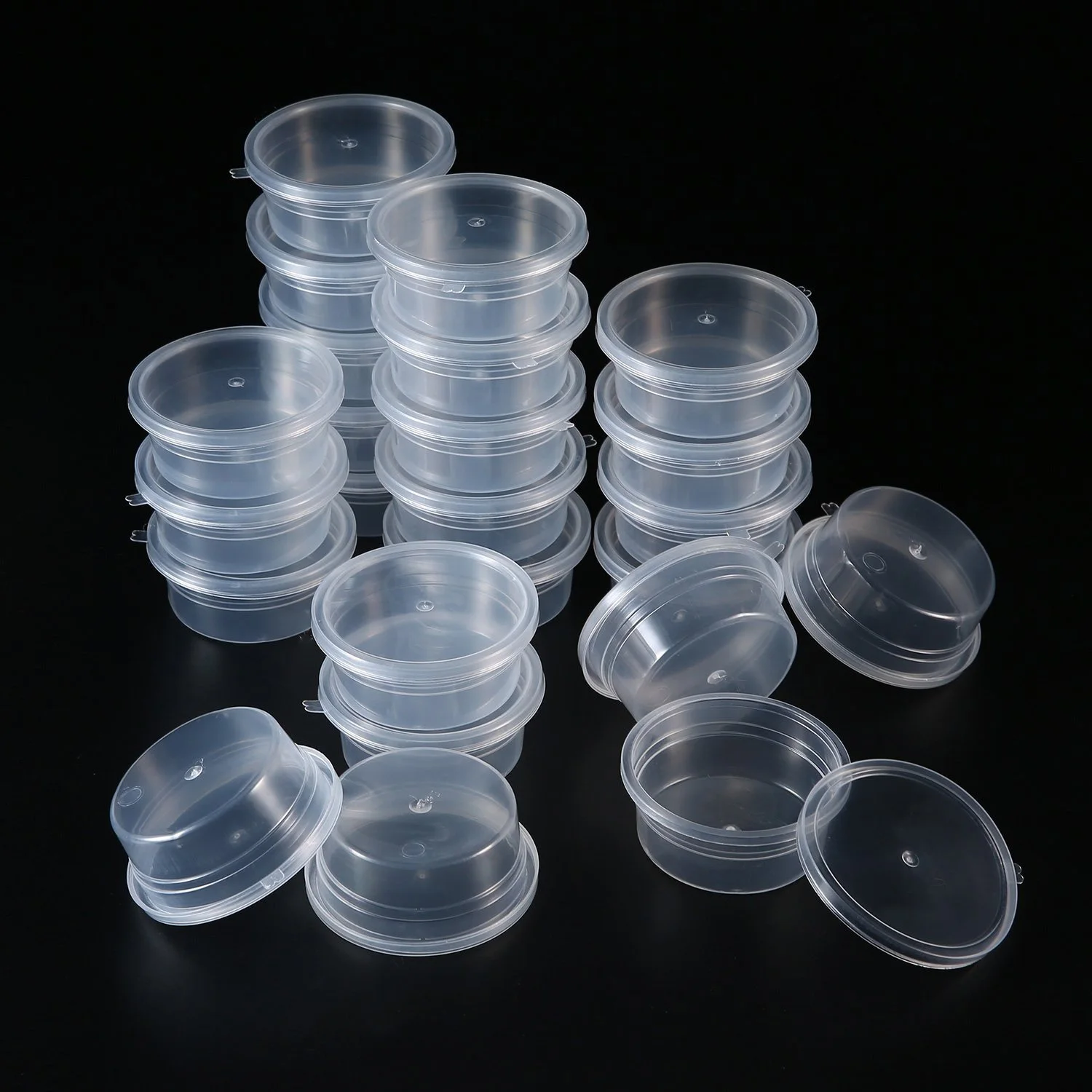 

Slime Storage Container Reusable Plastic Storage Jars with Lids for Glue/Water/Cosmetic/Plasticine, 24 pcs