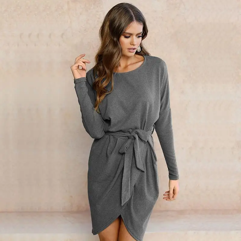 Women-Bodycon-Dress-Irregular-Hem-Party-Dresses-Long-Sleeve-O-Neck-Slim-Lady-Dress-With-Belt (5)