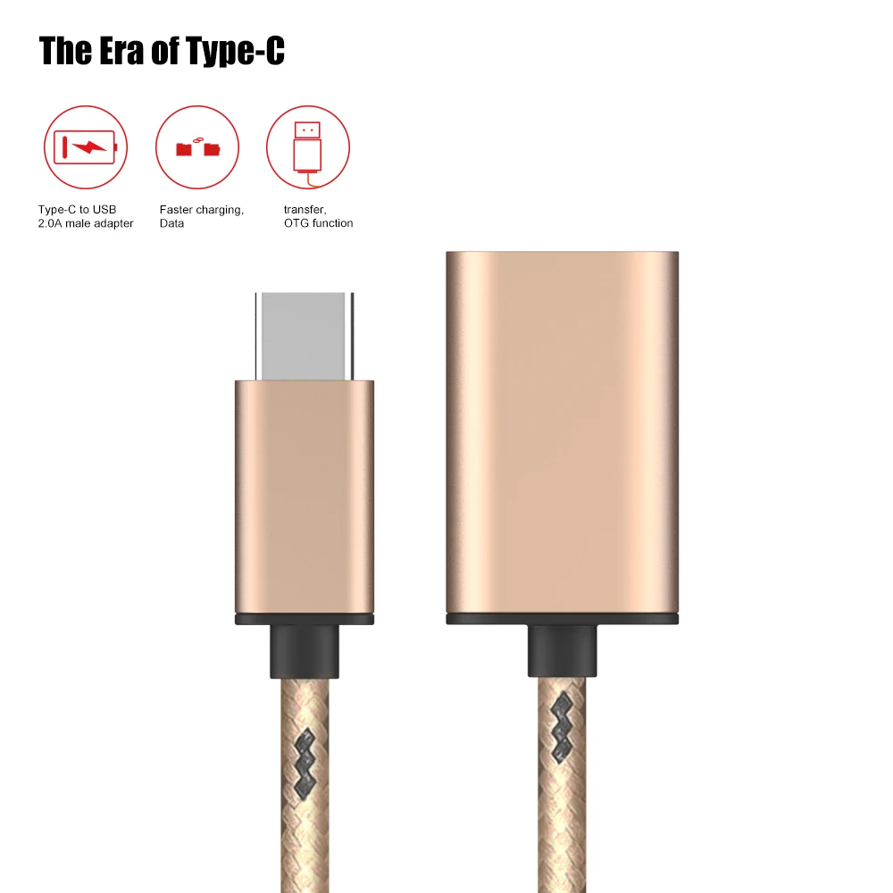 OTG адаптер для зарядного устройства FLOVEME Type C штекер USB кабель прочного женского
