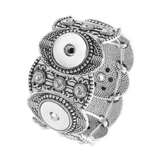 2018 Vintage Owl Snap Bracelet&Bangles fit 18mm Snap Buttons Crystal Antique Silver Bracelets Elastic Snap Jewelry for Women Men