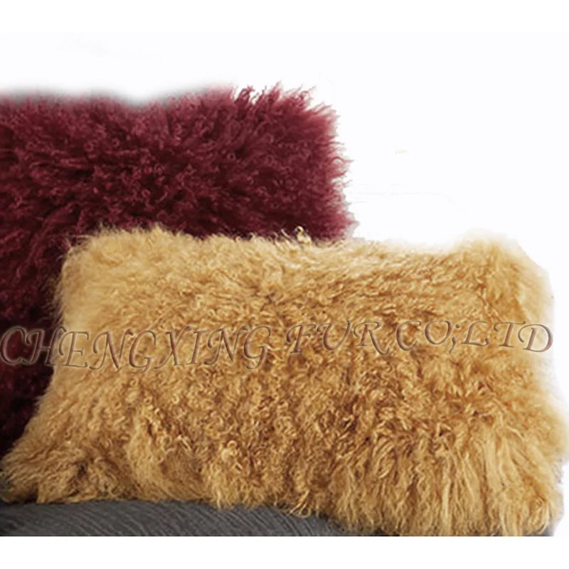 

Free Shipping CX-D-04B/Z Custom Made Mongolian Lamb Fur Pillow Case ~Drop Shipping