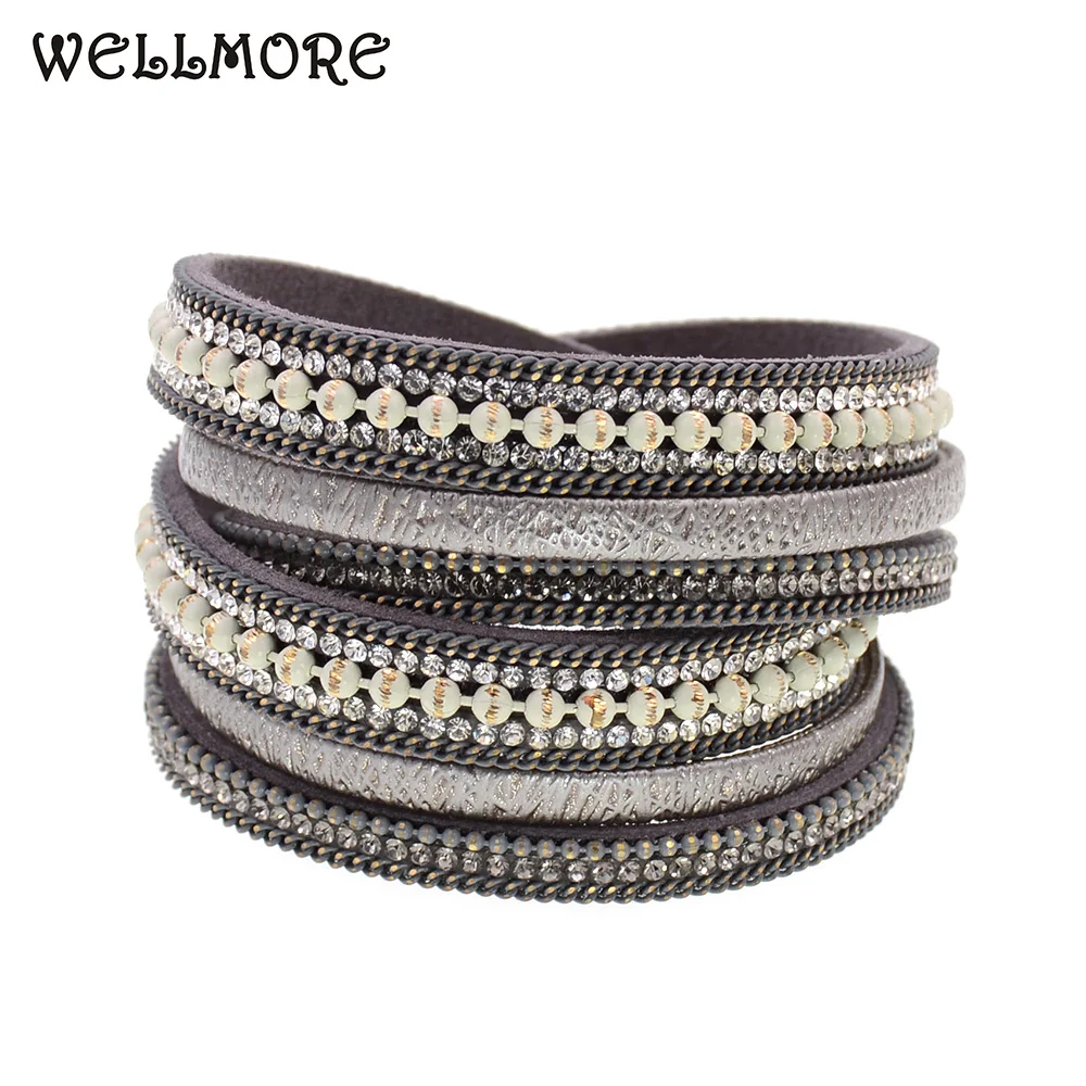 

WELLMORE leather bracelet charm bracelets for women Trendy Bohemian bracelets wholesale jewelry beads bracelets drop shipping