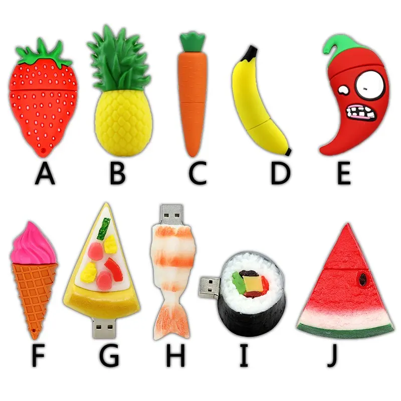 

Fruit banana applepina Pen Drive 4GB 8G 16G 32GB 64GB USB Flash Drive ice cream Pizze Memory Stick Pendrives Lovely Gift