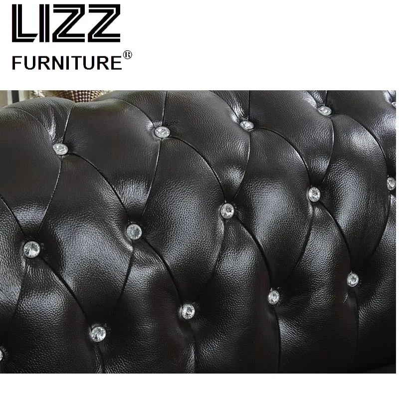 Classical leather sectional morden retro furniture Button Tufted Chesterfield sectioanl couch sofa chair Chinese furniture