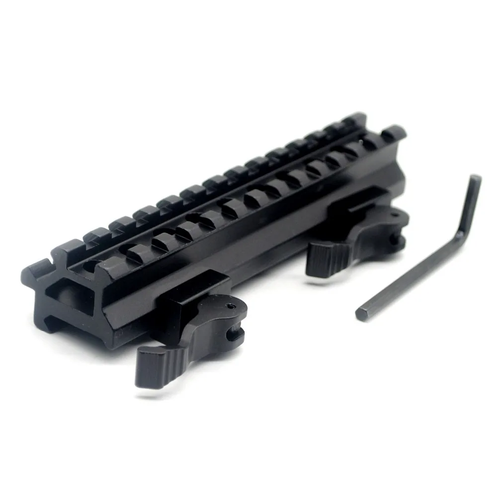 90 Degree 45 Degree Dual Rail Mount 40mm/1.5 inch with 3 Picatinny Slots Riser 90 Degree 45 Degree Dual Rail Mount 40mm/1.5 inch with 3 Picatinny Slots Riser