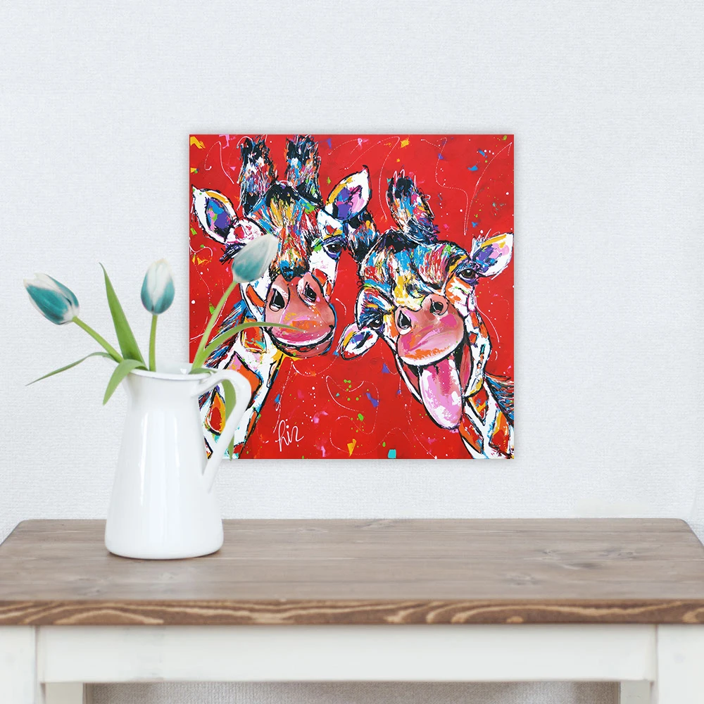 

HDARTISAN Vrolijk Schilderij Wall Art Canvas Painting Animal Picture Prints Home Decor Happy Giraffe No Frame