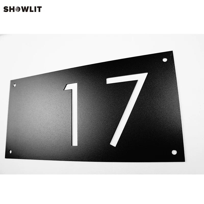 

Black Modern Metal Plate Custom Room Number Plate