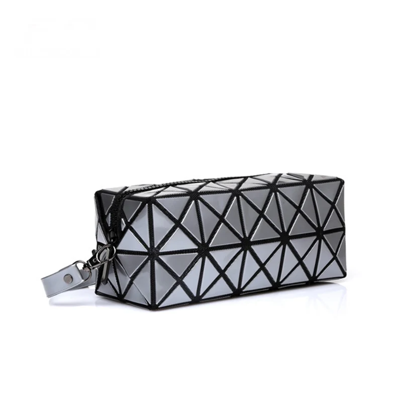 1Pcs Rectangle silver gray Womens Travel Cosmetic Bags High Quality