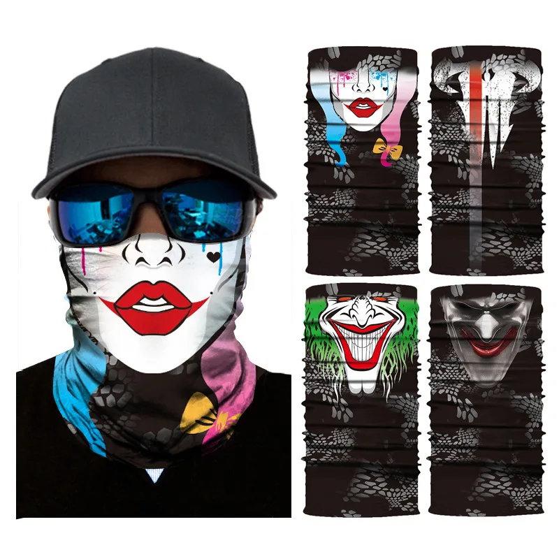 

Multifunction Magic Motorcycle scary mask Outdoor Sport Seamless Colorful Tube Half Face Mask Wrap Headband Scarf ghost mask