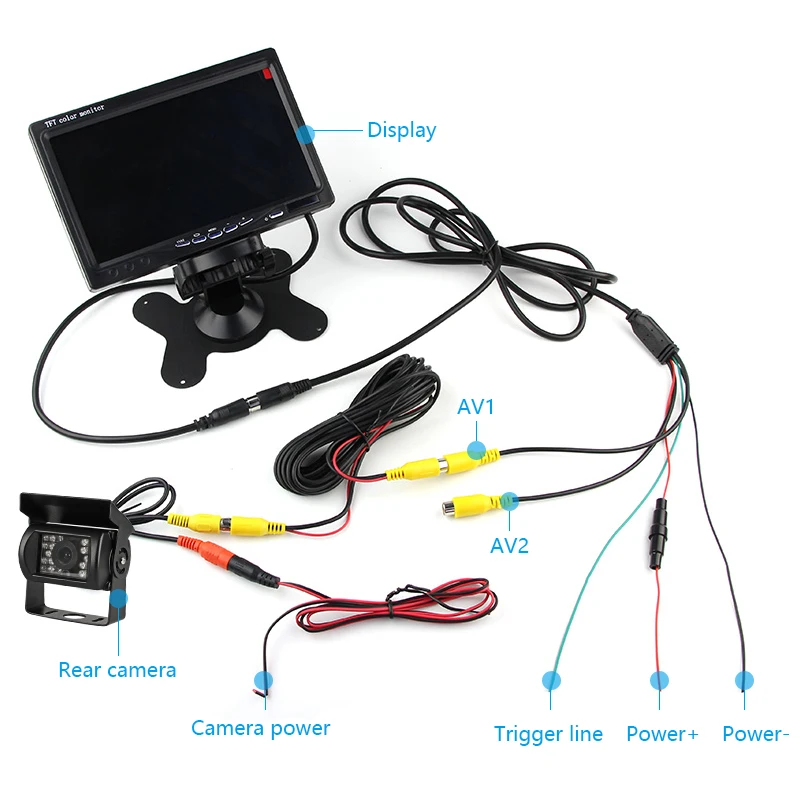 Bus Truck Trailer IR Backup Camera with 10M Cable 5" TFT LCD Rear View Monitor 