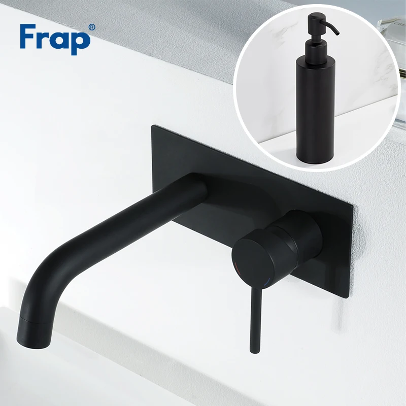 Us 95 9 50 Off Frap New Black Brass Wall Mounted With Liquid Soap Dispenser Bath Basin Mixer Tap Bathroom Sink Faucet Crane Y10168 Y18003 In Basin